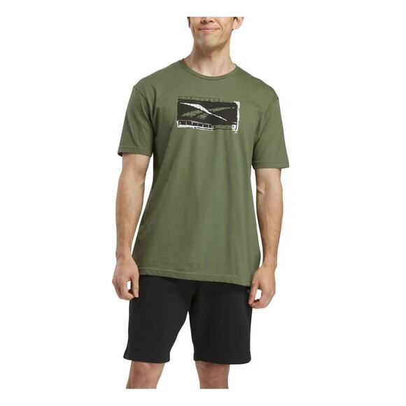 Reebok Green Graphic T-Shirt Men’s Size Large Cotton Crewneck Casual Tee NEW - Picture 1 of 10